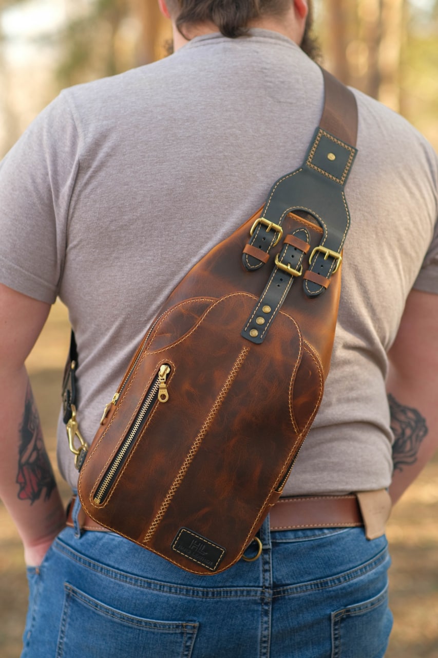 Выкройка кожаный рюкзак однолямочник (сумка SLING)